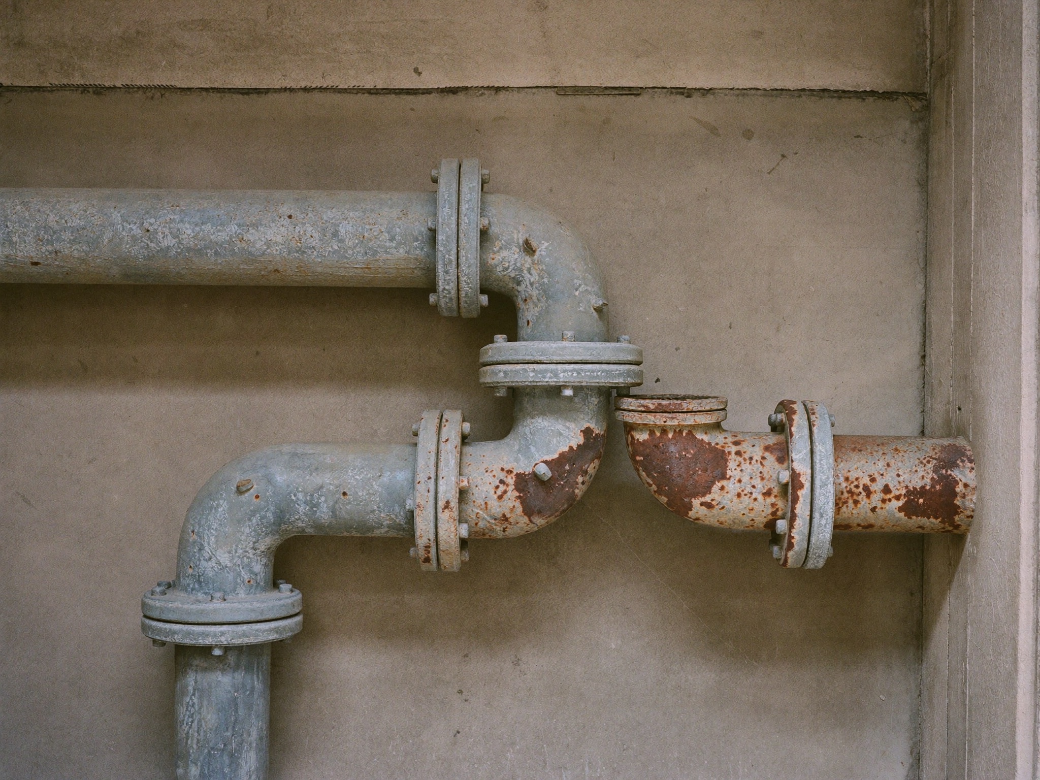 Old corroded galvanized water pipes before repiping